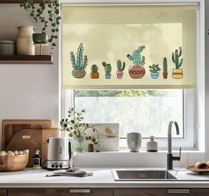 Getekende stijl rolgordijn cactus