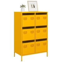 Hoge kast 68x39x101,5 cm staal mosterdgeel