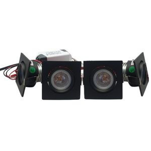 Set 4 x vierkante led inbouwspots 4W zwart