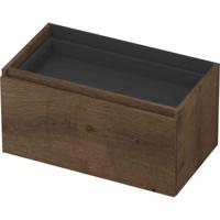 INK - Onderkast 1L met Binnenlade Greeploos Houten Keerlijst Fineer Zonder Sifonuitsparing in Binnenlade - 800x450x400 Mm - Chocolate Fineer