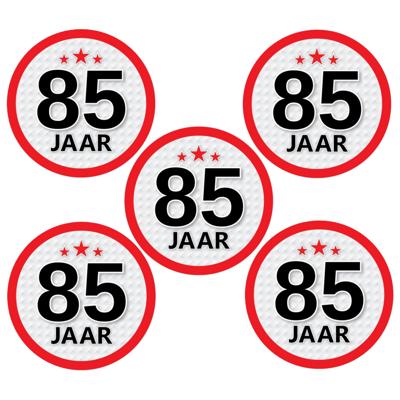 85 jaar leeftijd sticker - 5x - rond - Dia 15 cm - 85 jaar verjaardag - jubileum - leeftijd versieri