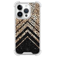 iPhone 14 Pro siliconen shockproof hoesje - Chevron luipaard