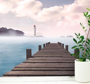 Fotobehang natuur Houten dok esthetische fotografie