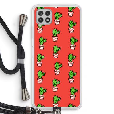 Mini cactus: Samsung Galaxy A22 4G Transparant Hoesje met koord