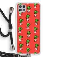 Mini cactus: Samsung Galaxy A22 4G Transparant Hoesje met koord
