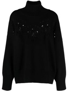 Chloé pull en maille ajourée à col roulé - Noir