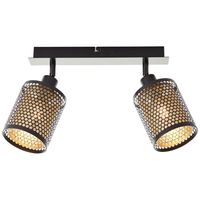 Brilliant 2-lichts plafondlamp Cheval zwart met goud 99995/86