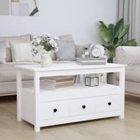 Salontafel 102x49x55 cm massief grenenhout wit