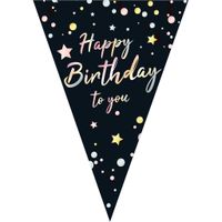 Vlaggenlijn Happy Birthday To You Zwart (5m)