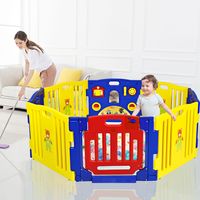 Babybox voor Kinderen 8 Panel Box Babybox met Deur 188 x 63 cm Kleurrijk