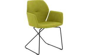 Goossens Excellent Eetkamerstoel Manzini groen stof met armleuning, modern design