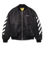 Off-White Kids veste bomber zippée à rayures diagonales - Noir - thumbnail