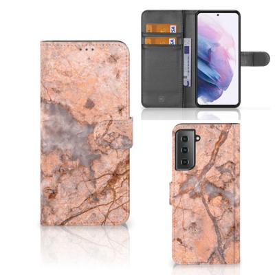 Samsung Galaxy S21 Plus | Bookcase | Marmer Oranje