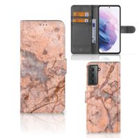 Samsung Galaxy S21 Plus | Bookcase | Marmer Oranje