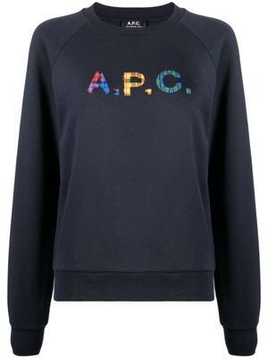 A.P.C. sweat en coton à patch logo - Bleu