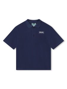 Kenzo Kids polo en coton à logo imprimé - Bleu