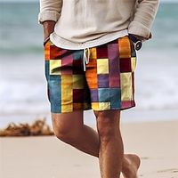 Voor heren Boardshorts Zwemshorts Lange zwembroeken Trekkoord met Mesh-voering Elastische taille Kleurenblok Kleurrijk Sneldrogend Korte Feestdagen Strand Hawaii Casual Geel Blozend Roze Lightinthebox