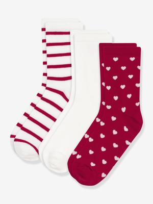 Set van 3 paar sokken katoen met hartjesmotieven PETIT BATEAU rood