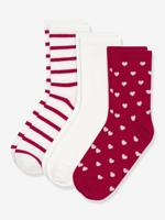 Set van 3 paar sokken katoen met hartjesmotieven PETIT BATEAU rood Set van 3 paar sokken katoen met hartjesmotieven PETIT BATEAU rood