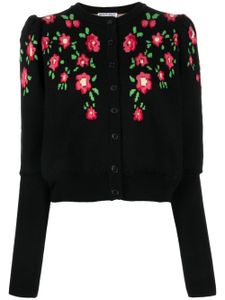 Molly Goddard cardigan à fleurs en jacquard - Noir