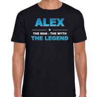 Naam cadeau t-shirt Alex - the legend zwart voor heren