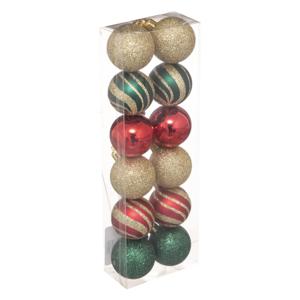 Kleine kerstballen - 12x st - goud/rood/groen - D4 cm - kunststof - kerstversiering