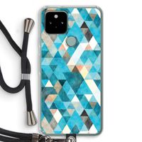 Gekleurde driehoekjes blauw: Pixel 5 Transparant Hoesje met koord Gekleurde driehoekjes blauw: Pixel 5 Transparant Hoesje met koord