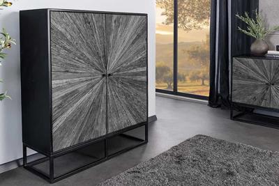 Highboard BARRACUDA 120cm mango wood and grey teak wood - 44988