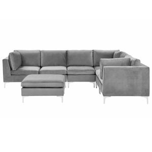 Beliani EVJA - Modulaire Sofa-Grijs-Fluweel