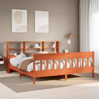 Bedframe zonder matras massief grenenhout wasbruin 200x200 cm