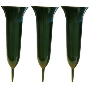 3x Groene kunststof grafvazen 37 cm