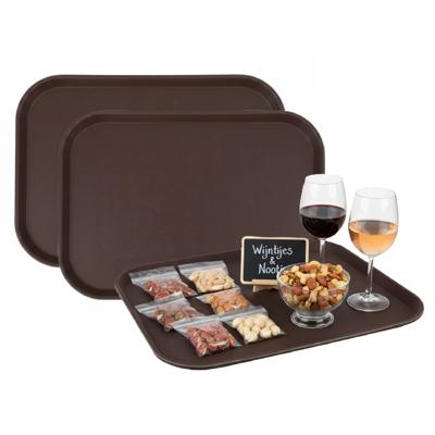 Gerimport Horeca Dienblad - 6x - antislip - bruin - kunststof - 35 x 45 cm