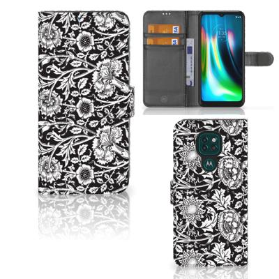 Motorola Moto G9 Play | E7 Plus Hoesje Black Flowers Motorola Moto G9 Play | E7 Plus Hoesje Black Flowers
