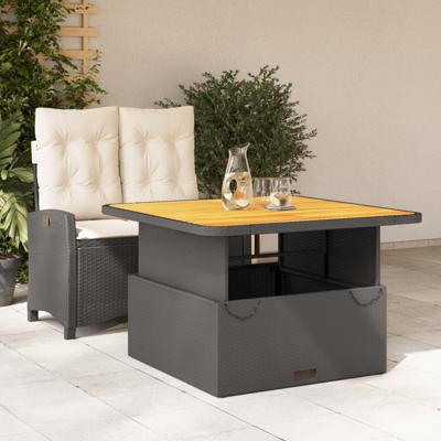 2-delige Tuinset met kussens poly rattan zwart