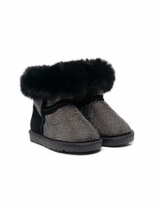 Monnalisa bottines à bordure en fourrure artificielle - Noir