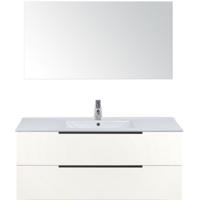 Seville Badmeubelset 120 cm - 2 Laden Wit Hoogglans Edge - Wastafel Enjoy Enkel met Spiegel
