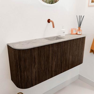 Toiletmeubel Mondiaz Joya Dlux | 103.2 cm | Meubelkleur Walnut | Faye wastafel Glace Wasbak Midden | Zonder kraangat(en)
