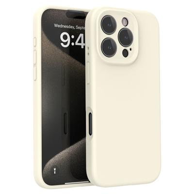 Lunso iPhone 16 Pro Max hoesje - Flexibel siliconen Backcover - Beige
