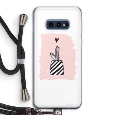 Zwart-wit cactus: Samsung Galaxy S10e Transparant Hoesje met koord