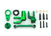 Traxxas - Steering bellcranks, draglink (green-anodized 6061-T6 aluminum)/ bellcrank bushing (1)/ 3x20mm BCS (with threadlock) (2)/ 3x20mm BCS (wit...