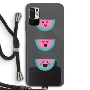 Smiley watermeloen: Xiaomi Redmi Note 10 5G Transparant Hoesje met koord