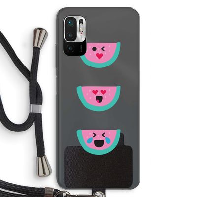 Smiley watermeloen: Xiaomi Redmi Note 10 5G Transparant Hoesje met koord