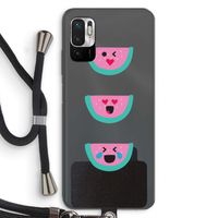 Smiley watermeloen: Xiaomi Redmi Note 10 5G Transparant Hoesje met koord