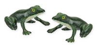 A PAIR OF CAST IRON FROGS