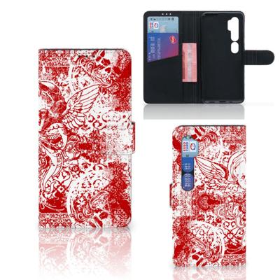 Telefoonhoesje met Naam Xiaomi Mi Note 10 Pro Angel Skull Rood