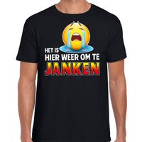 Funny emoticon t-shirt het is hier weer om te janken zwart heren - thumbnail