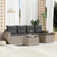6-delige Loungeset met kussens poly rattan lichtgrijs