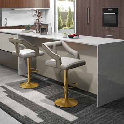Set van 2 Draaibare en Verstelbare Barstoelen Gegalvaniseerd Metalen Onderstel Antislipring Nederlandse Fluwelen Barstoel