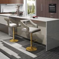 Set van 2 Draaibare en Verstelbare Barstoelen Gegalvaniseerd Metalen Onderstel Antislipring Nederlandse Fluwelen Barstoel