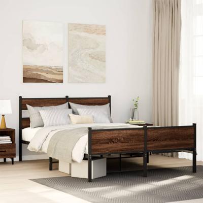 Bedframe zonder matras bewerkt hout bruin eikenkleur 137x190 cm
